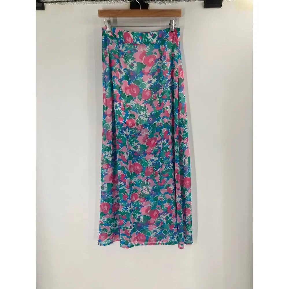Show me your mumu Maya Floral Maxi Skirt Chiffon Medium Beach Resort - Picture 3 of 10